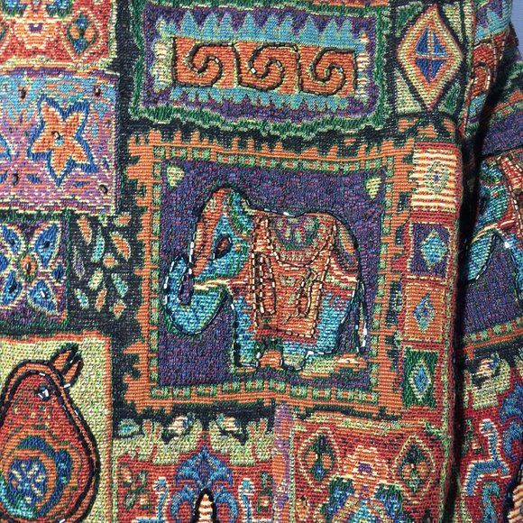 Joseph Ribkoff Trends Womens Beaded Tapestry Jacket Medium Multicolor Full Zip - Picture 9 of 12